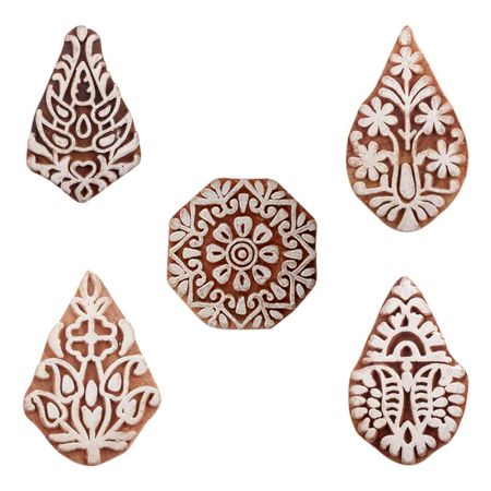 Set of 5 Piece New Mix Wooden Printing Blocks